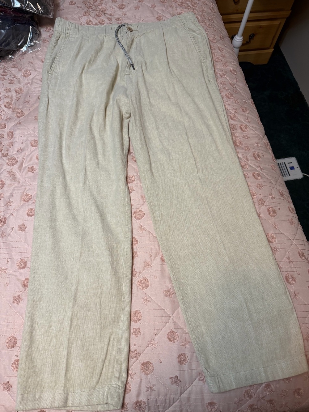 Tommy Bahama Men’s  Linen Blend Drawstring Pants Cream XL